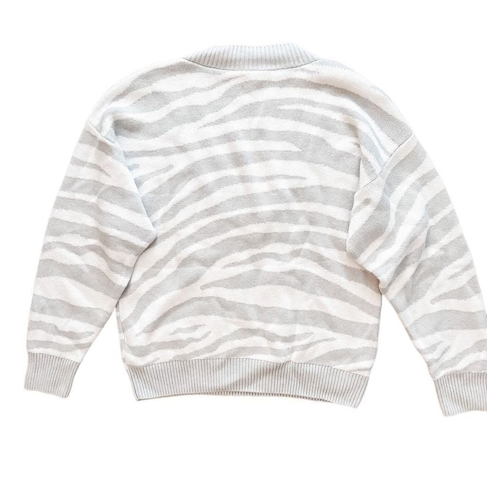 Varley Calvert Sweater Wool Blend V Neck Gray White Medium - Picture 4 of 9